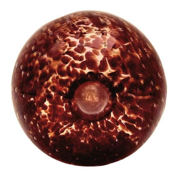 Vintage Paperweight Brown & Amber Speckled Blown Glass Eye Style Flower Image - Picture 3 of 8